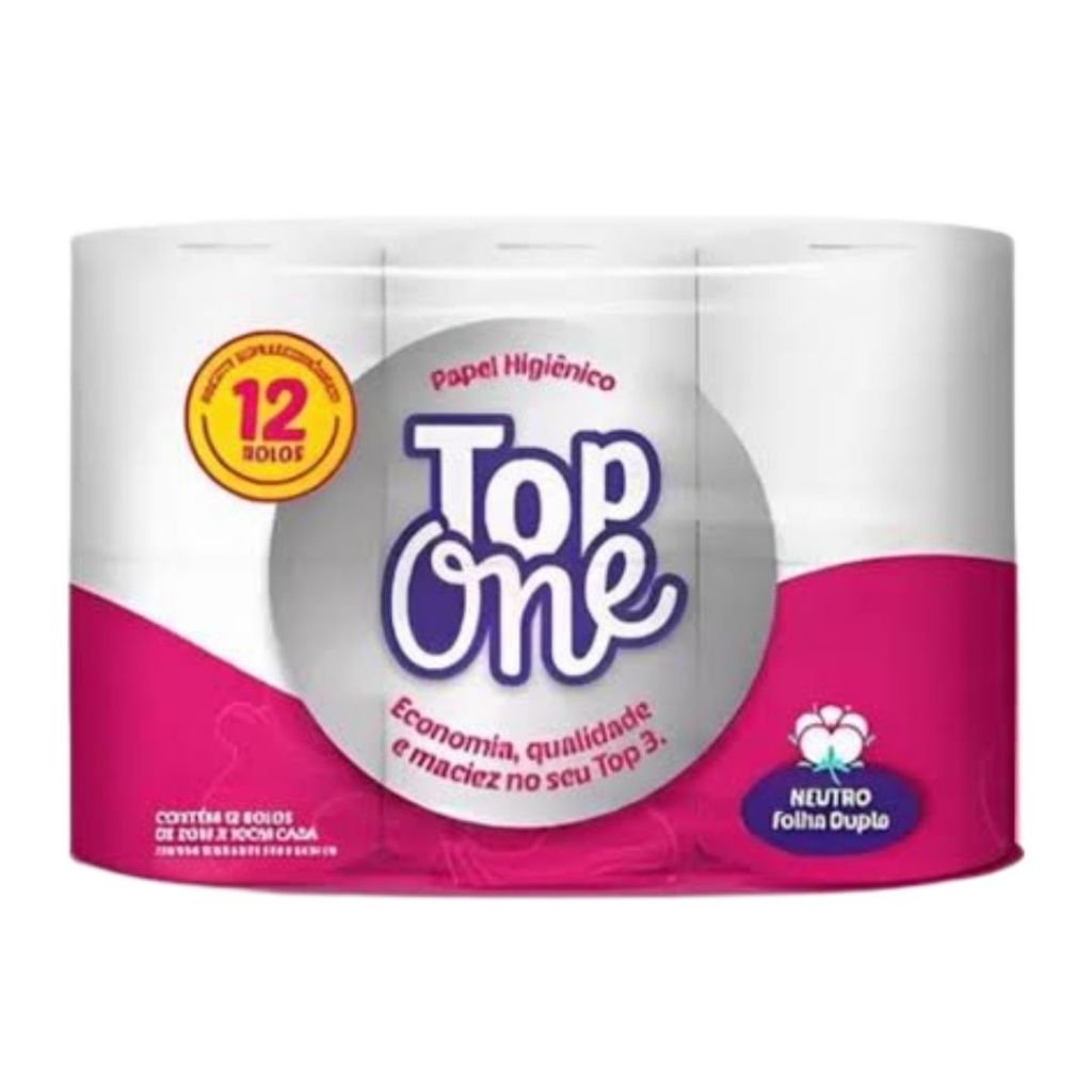 Papel Higiênico Folha Dupla Top One 12 Rolos 20 Metros