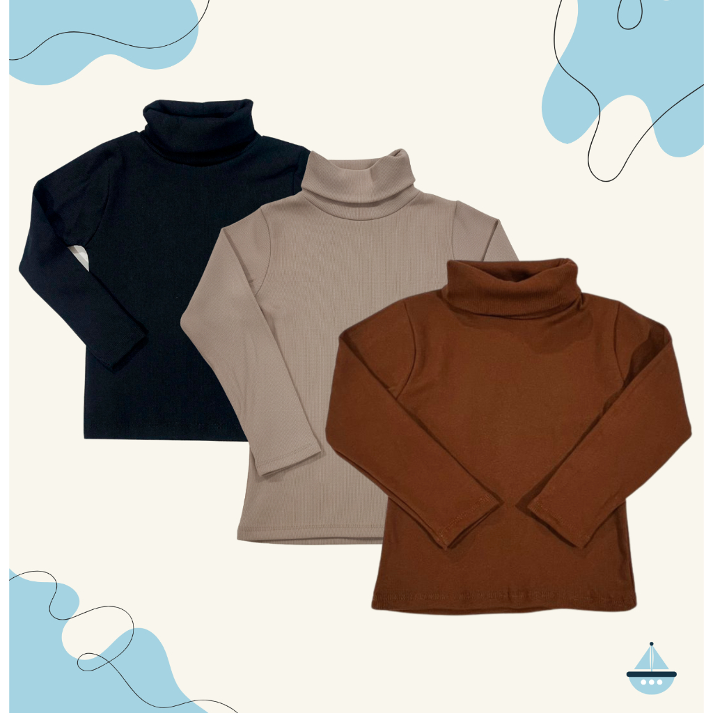 Kit 3 Cacharrel Infantil Gola Alta Elegante Manga Longa Roupa Escolar Confortável Igreja Algodao