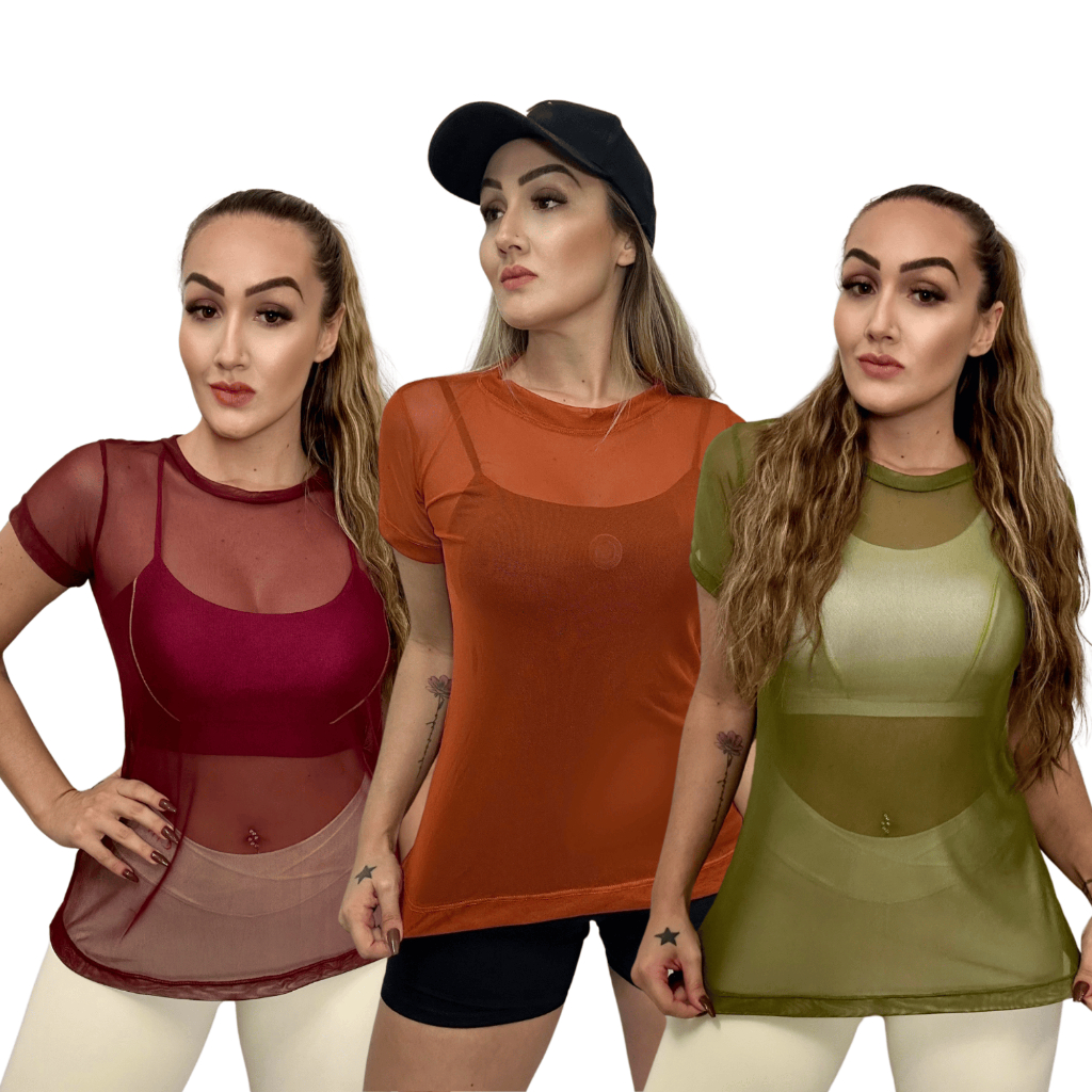 Blusas Feminina Fitness Academia Veste Leggins Tapa Bumbum Tule Camiseta Dry Fit Top Treino Regata