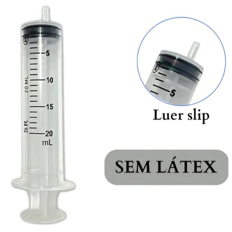 Kit c/50 seringas sem agulha descartáveis Luer Slip 20 ml.