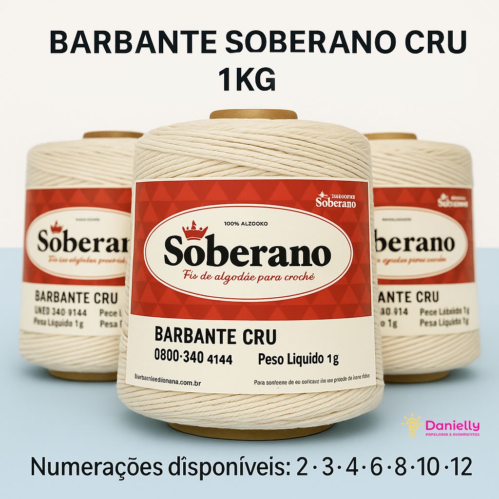 Barbante Soberano Cru 1kg Fio 85% Algodão  p/ Crochê/Tapetes