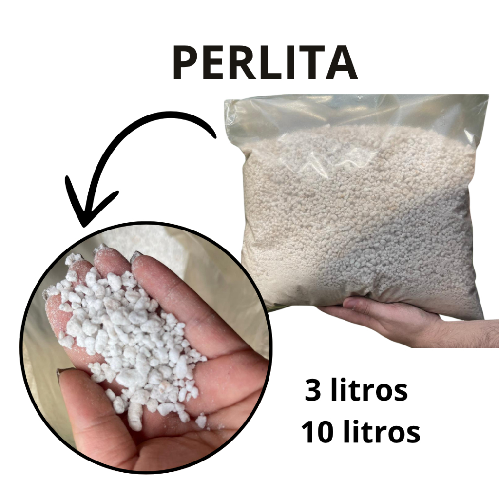 Perlita Expandida 3L ou 10L – Drenagem Alta, Solo Leve para Mudas, Vasos, Hortas, Plantas e Flores