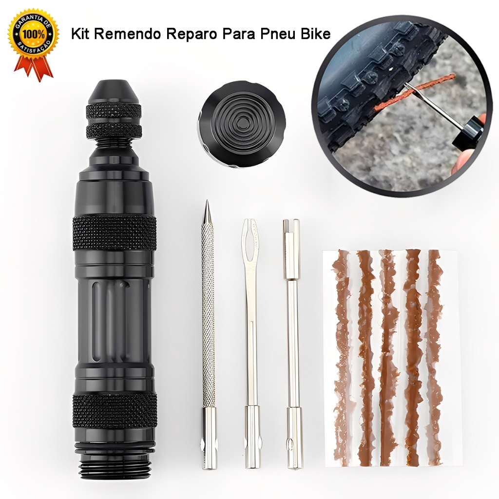 Kit Reparo Pneu Tubeless Bike Profissional Aplicador de Alumínio para Vedação Rápida de Pneu