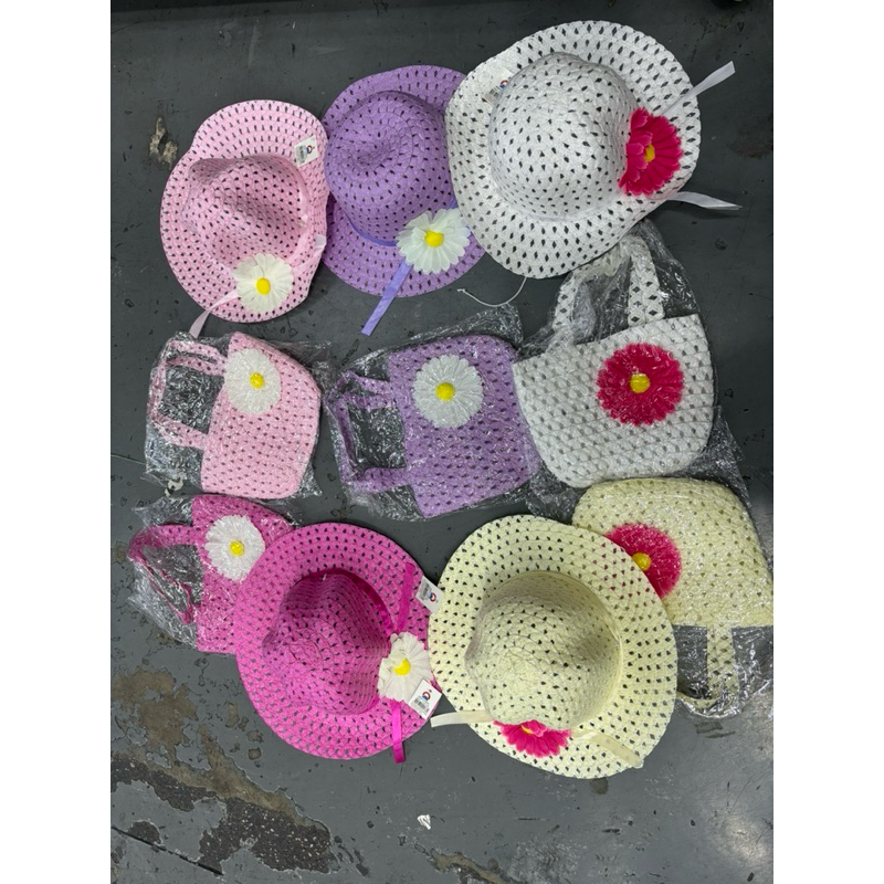 Kit de praia infantil chapéu e bolsinha
