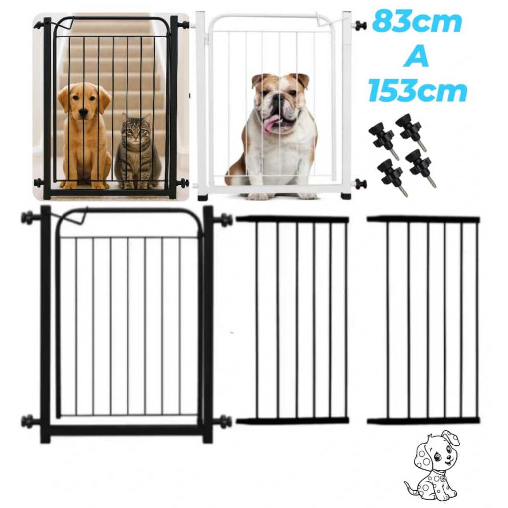 Portão Pet 78cm A 83, 93 , 103 ,113 , 123, 133, 143 , 153cm Com Extensores Cercadinho de Proteção