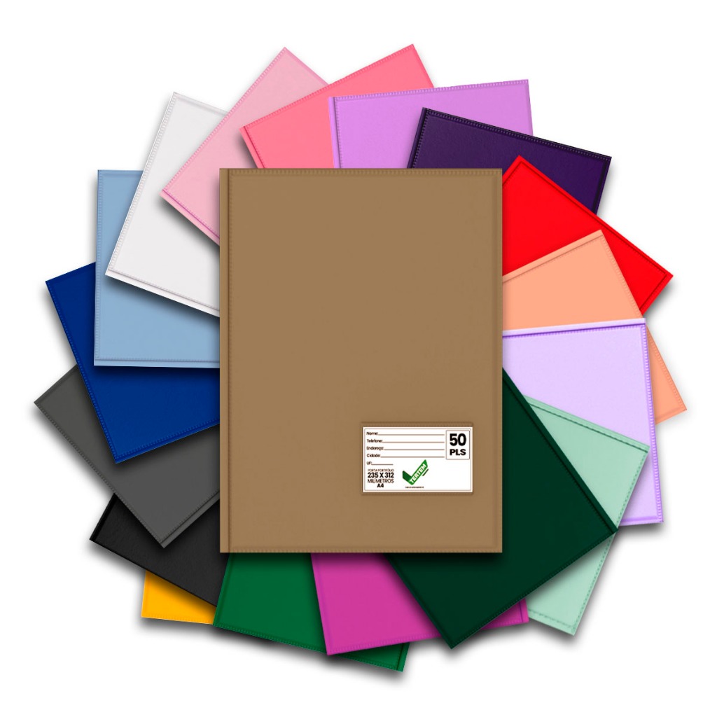 Pasta Catálogo Organizadora A4 Com Visor 50 Envelopes Color Documentos Colorida Rosa Bege Pastel