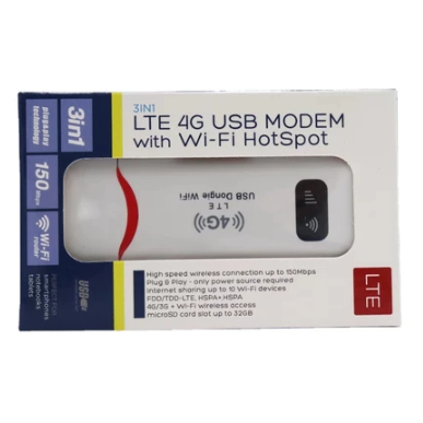 Modem 4g Lte Wi-fi Hotspot Roteador Dongle Usb 150 Mbps Cor Branco-v2