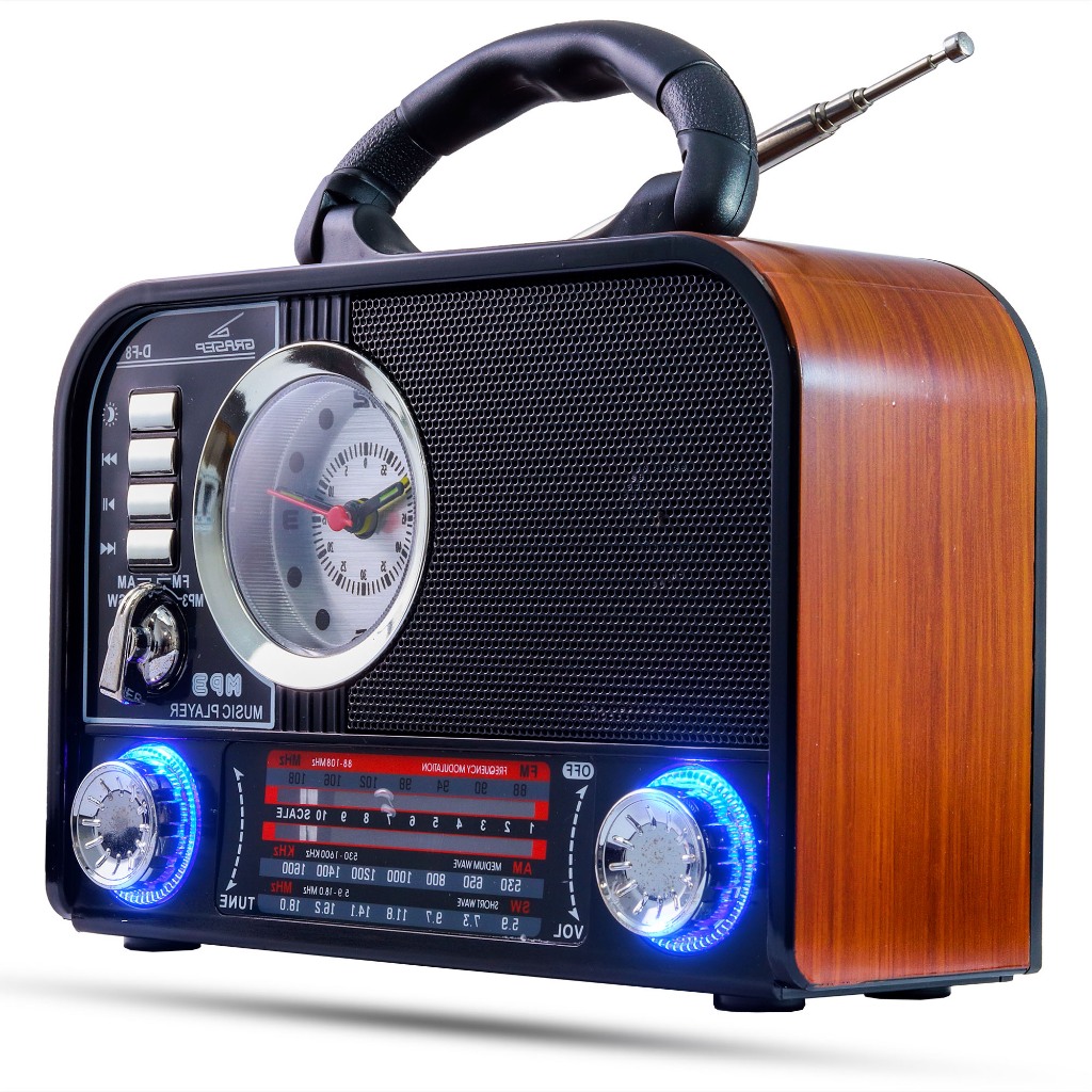 Caixa Som Retro Antiga Am Fm Usb Aux Sd Bluetooth Recarregável Som Antena Analogico