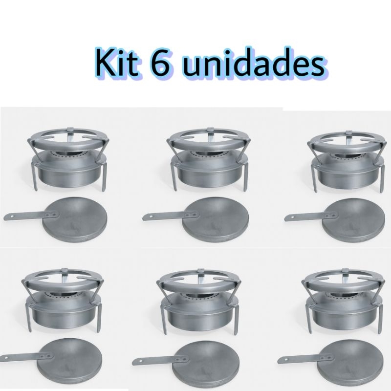 Kit 6 fogareiros espiriteira fogão portátil a álcool sem pintura para camping, caminhoneiro, pesca, sobrevivência