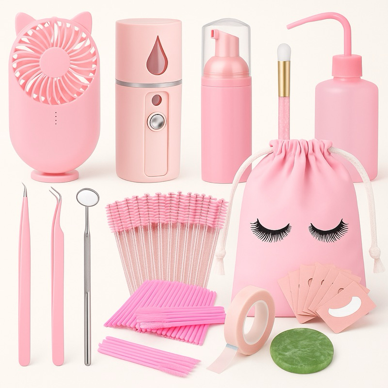 Kit Profissional Lash Designer com Nano Mister, Ventilador Portátil, Pinças e Itens para Alongamento
