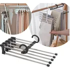 5 em 1  rack de calças cabide de aço inoxidável dobrável rack de calças gravata rack de armazenamento de guarda-roupa