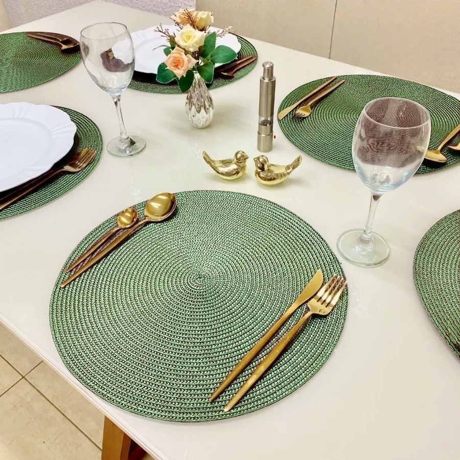 Kit 4/6 Peças Jogo Americano Redondo Impermeável – Descanso de Prato para Mesa Posta, Prático para Cozinha e Jantar