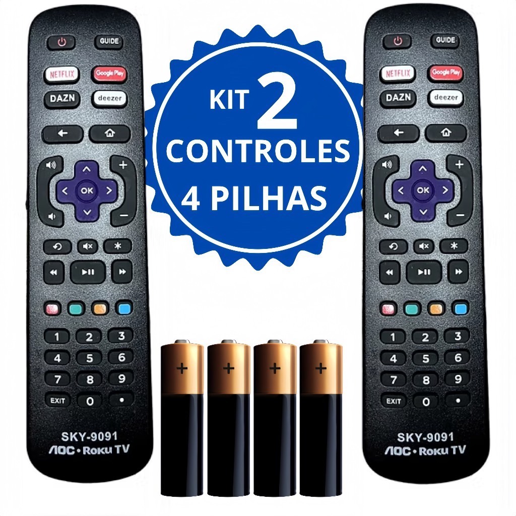 Controle remoto TV AOC SEMP PHILCO COM SISTEMA Roku 32s5195 43s5195 40s5195
