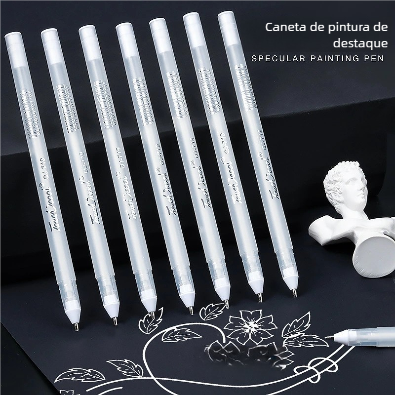 Caneta de Destaque! Branco Super Brilhante, À Prova d'Água, Seca Rápido e Sem Manchamento