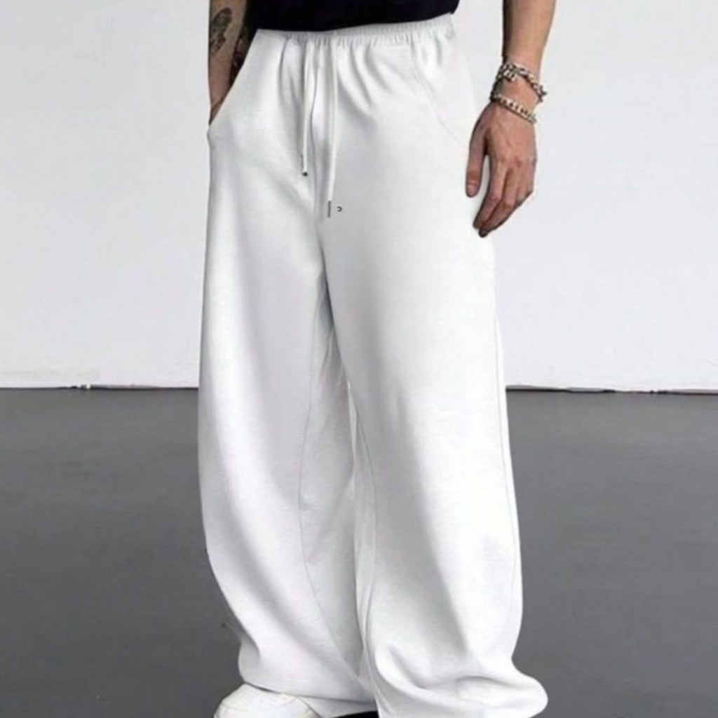 Calça Masculina Baggy de Moletom Cargo Streetwear Exclusiva clean HipHop premium Wide Leg Básica Flanelada Lisa neutra