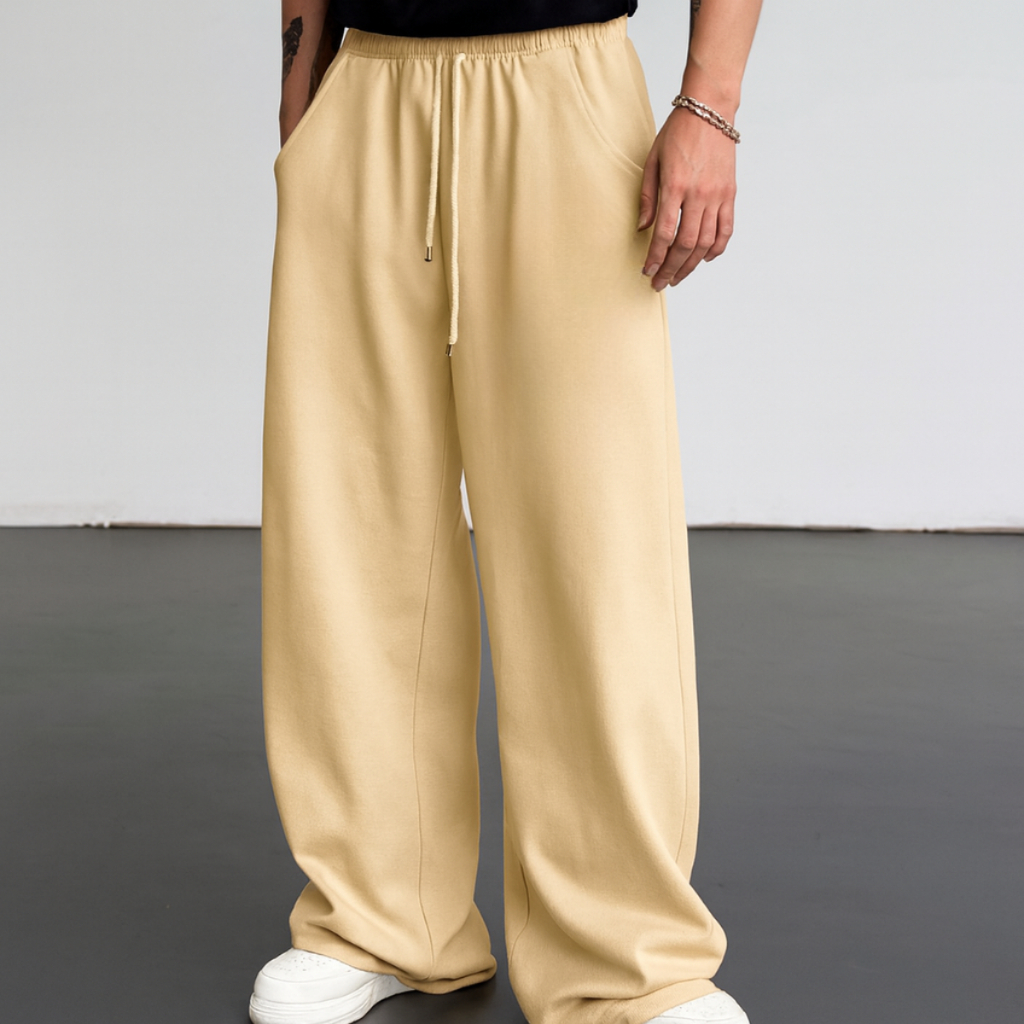 Calça Unissex Moletom Baggy Streetwear Básica Wide Leg Gym versátil HipHop 100% Algodão Premium Confortável Exclusiva