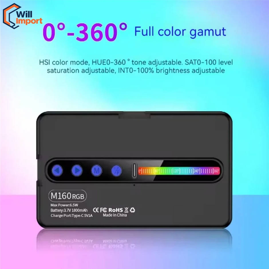 Luz de preenchimento e luz quente para fotografia LED RGB 2700k-6500k Luz fotográfica profissional portátil recarregável