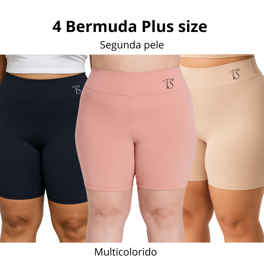 KIT 4 Anagua Short Segunda Pele Plus Size Cos Alto Duplo Bermuda Intimo Modelador Lingerie Feminina