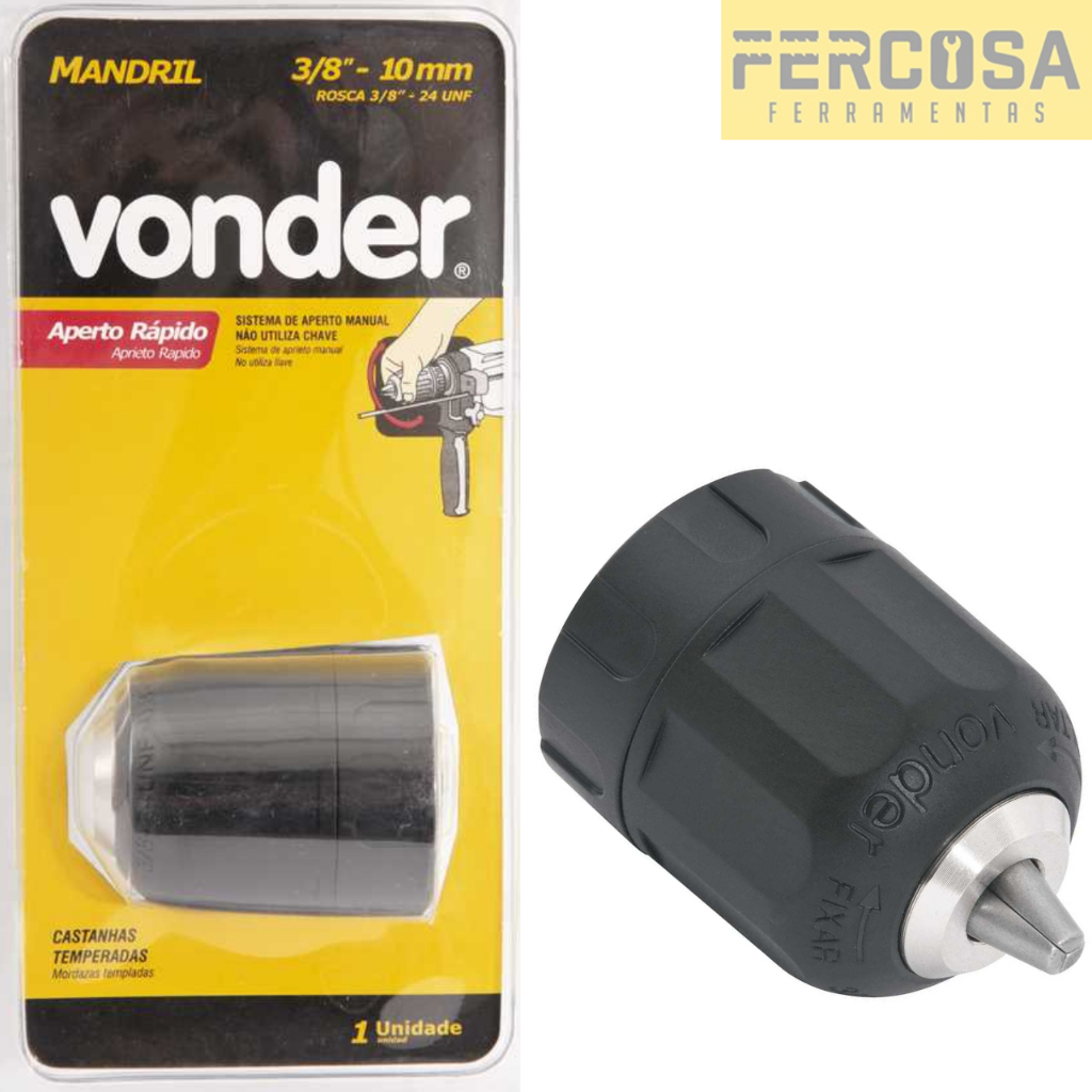 Mandril de Aperto Rápido 0,8 - 10,0 mm 3/8" x 24 fios - Vonder