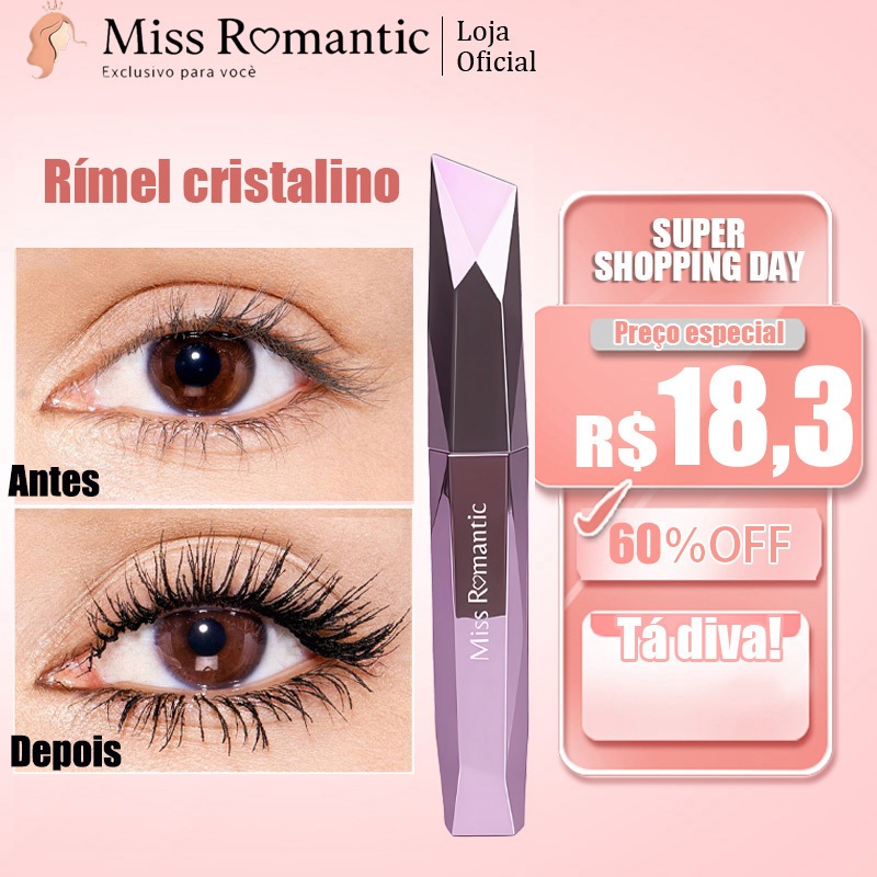 Máscara de Cílios Miss Romantic – Volume Intenso, Alongamento, Curvatura Perfeita e Longa Duração