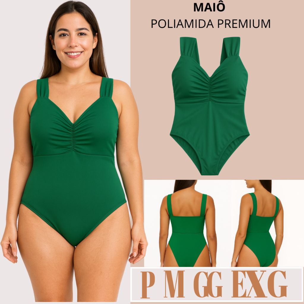 Maiô Feminino Praia Suplex Poliamida Premium Body Comfortável Disfarça Barriga Biquini