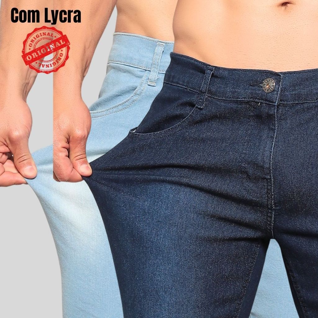 Kit Calças Jeans Masculina Skinny com Elastano Lycra Grossa para Trabalho ou Somente uma Calça