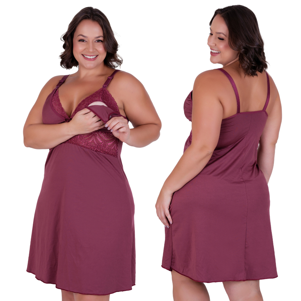 Camisola Amamentação Plus Size Pós Parto Confortavel Gestante e Lactante