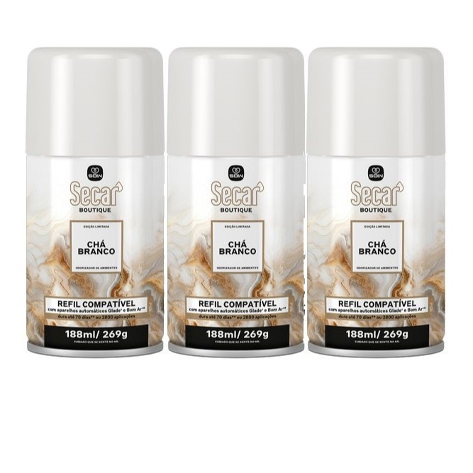 Refil Secar Odorizador Automatic Compativel Glade e Bom ar Secar Boutique - Chá Branco 269ml