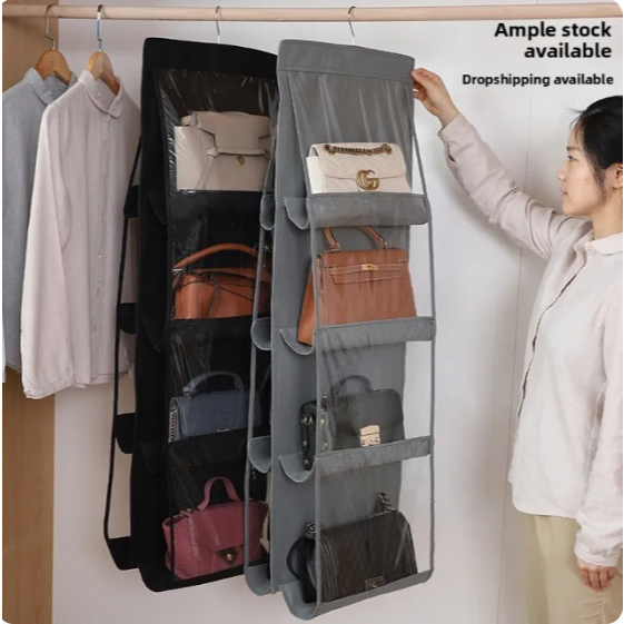 6/8 bolsos bolsa de armazenamento organizador de guarda-roupa suspenso bolsa armário bolsa Tempat Letak Beg