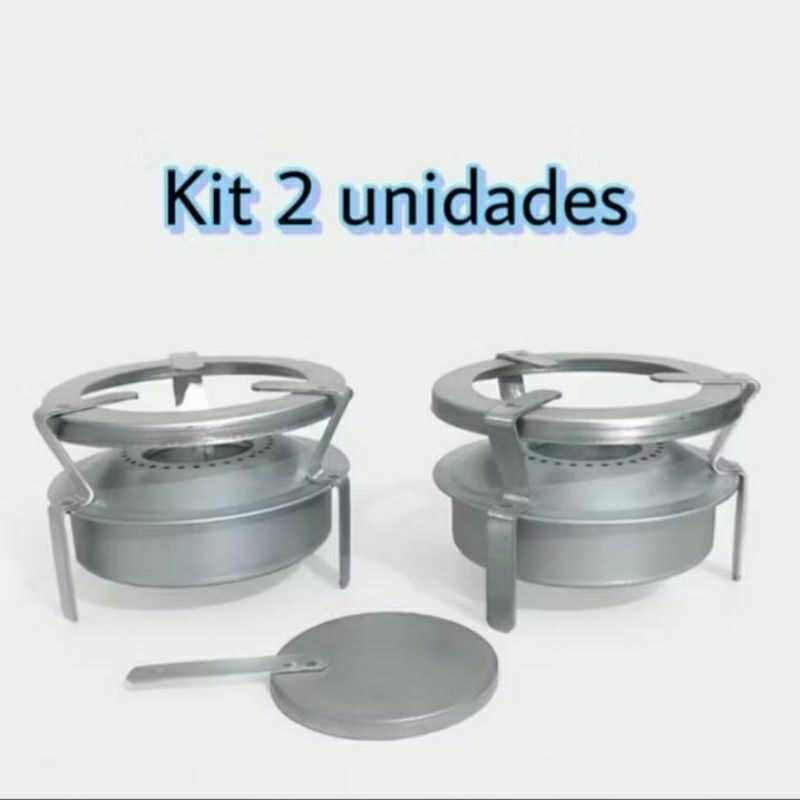 02 unidades fogão portátil 1 boca espiriteira A àlcool sem pintura