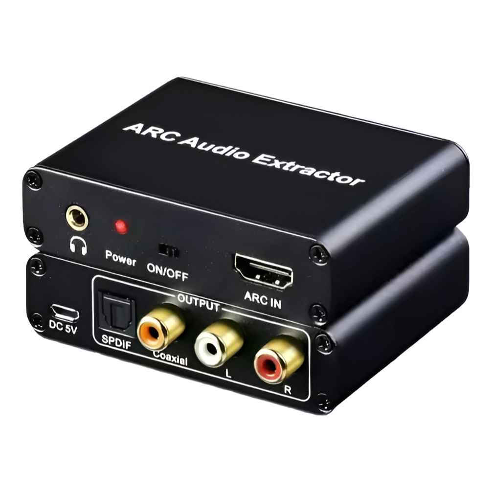Extrator Conversor Áudio Hdmi Coaxial Spdif P/ P2 Rca Óptico Preto