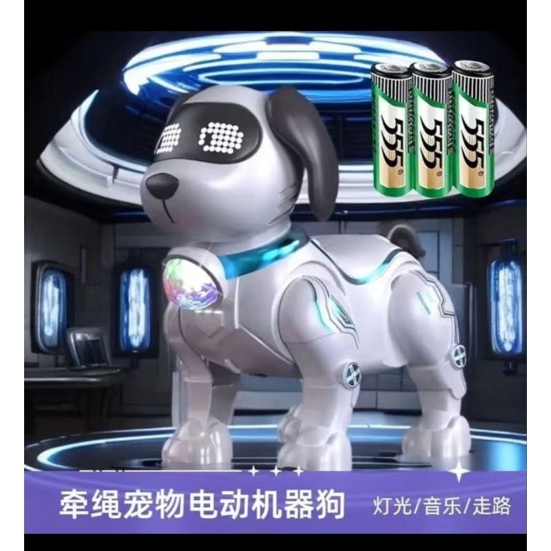 com musica Andando  filhote de cachorro eletricobrinquedo trela simulacao robo cao brinquedo ilumi