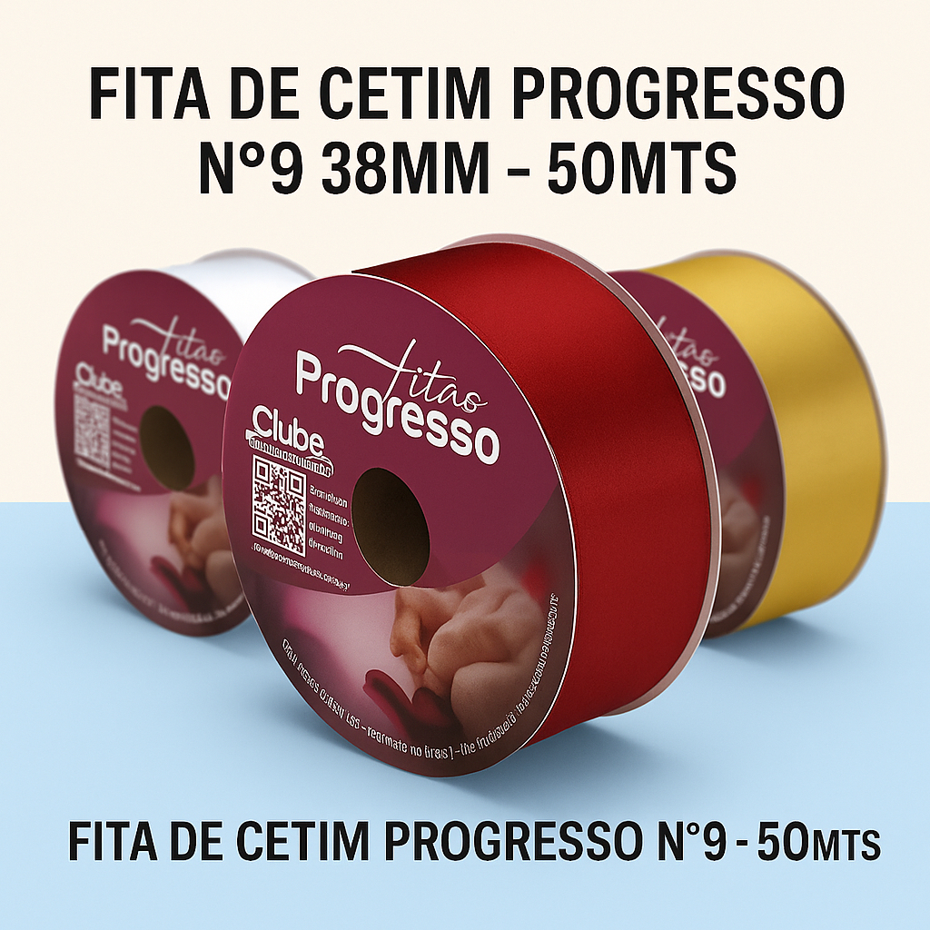 Fita de Cetim Progresso N°9 38mm - 50mts