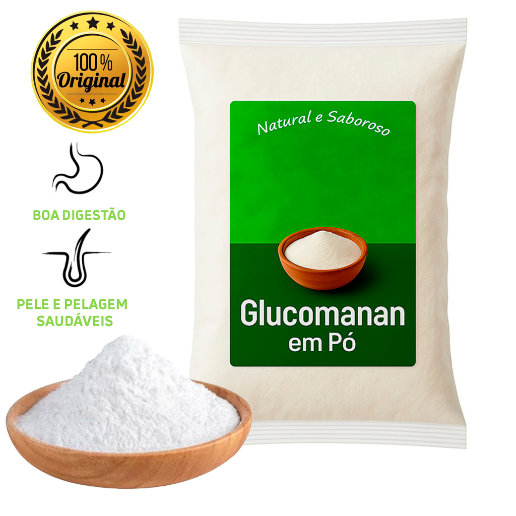 Glucomannan em Pó 100% Pura Fibras Natural- Raiz de Konjac Glucomanano Inibidor de Apetite Dieta