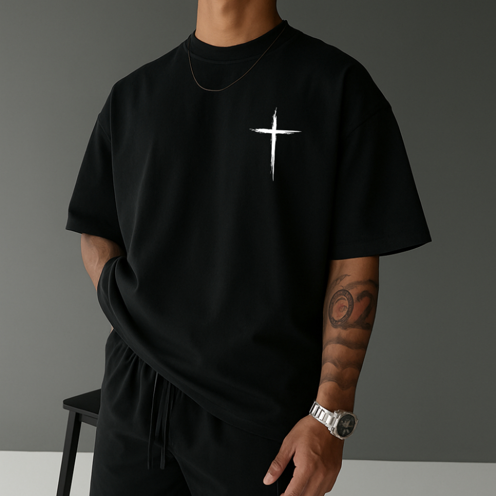 Camiseta Masculina Streetwear Cruz Evangélica Gospel Camisa Unissex Tecido 100% Algodão Premium Manga Curta Gola Redonda