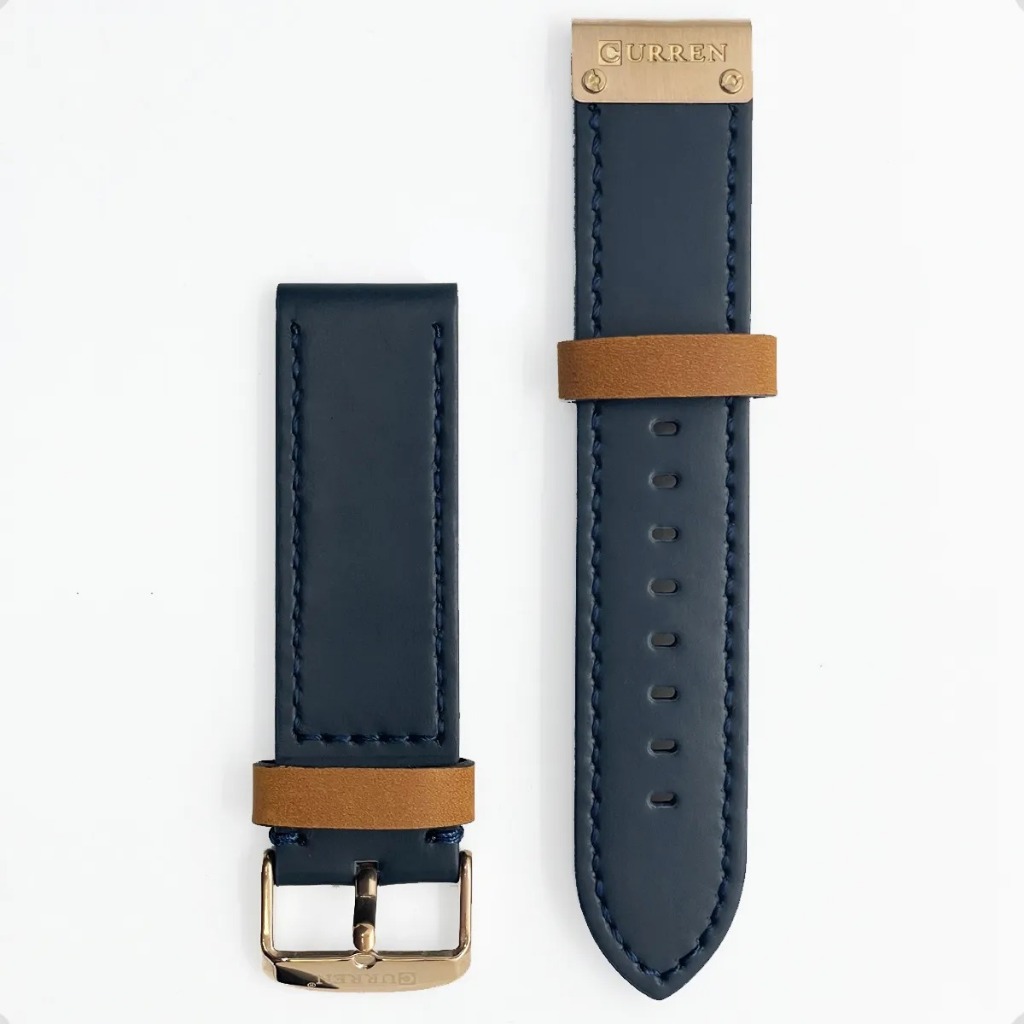 Pulseira 24mm Para Relógio De Pulso Curren 8329 Couro Fivela Aço
