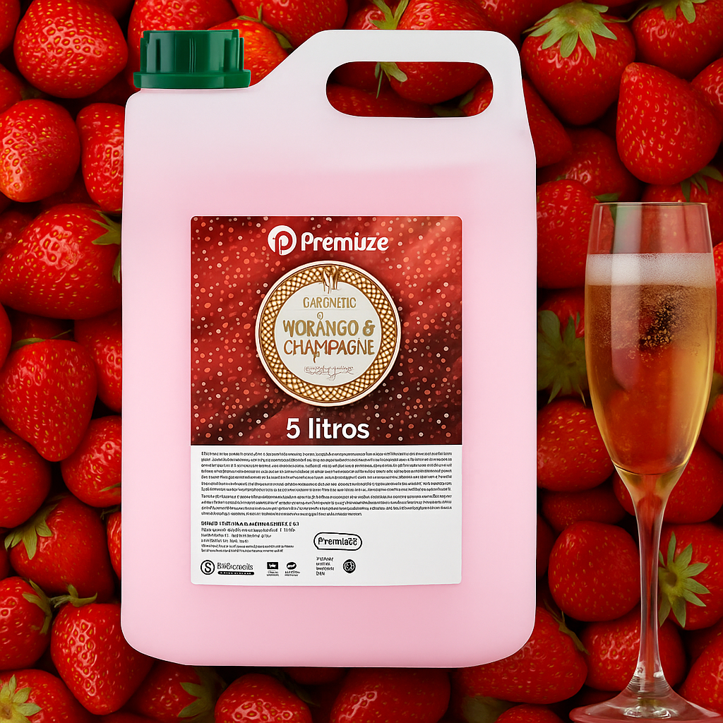 Sabonete Líquido Morango e Champagne Deoline Premisse 5 Litros Para Mãos, Rosto e Corpo
