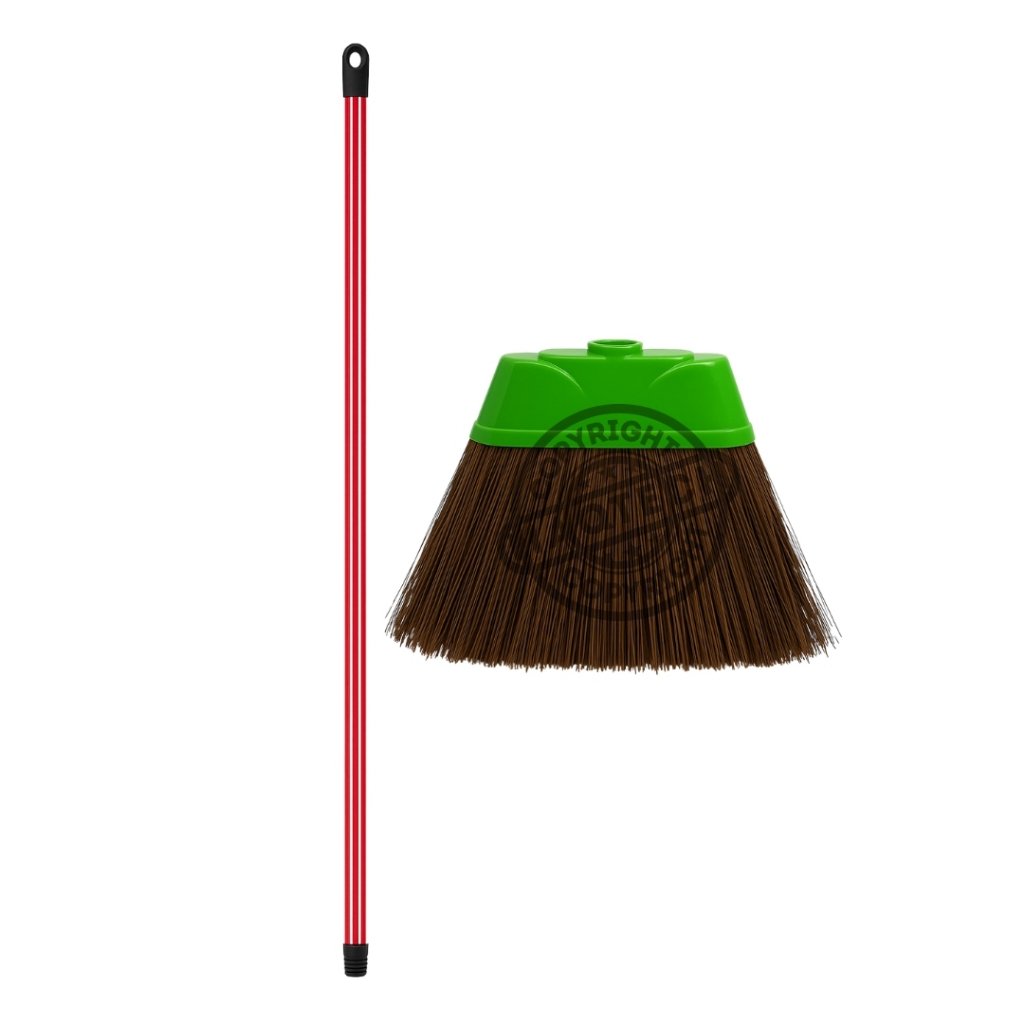 1 Vassoura de Piaçava Natural 30cm Base Plástica Reforçada com Cabo Limpeza Pesada para Casa Quintal