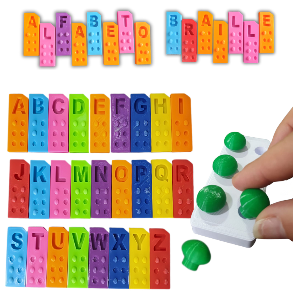 Alfabeto Móvel em Braille + Brailito Célula Simulada: Alfabetização Inclusiva, leitura/escrita tátil