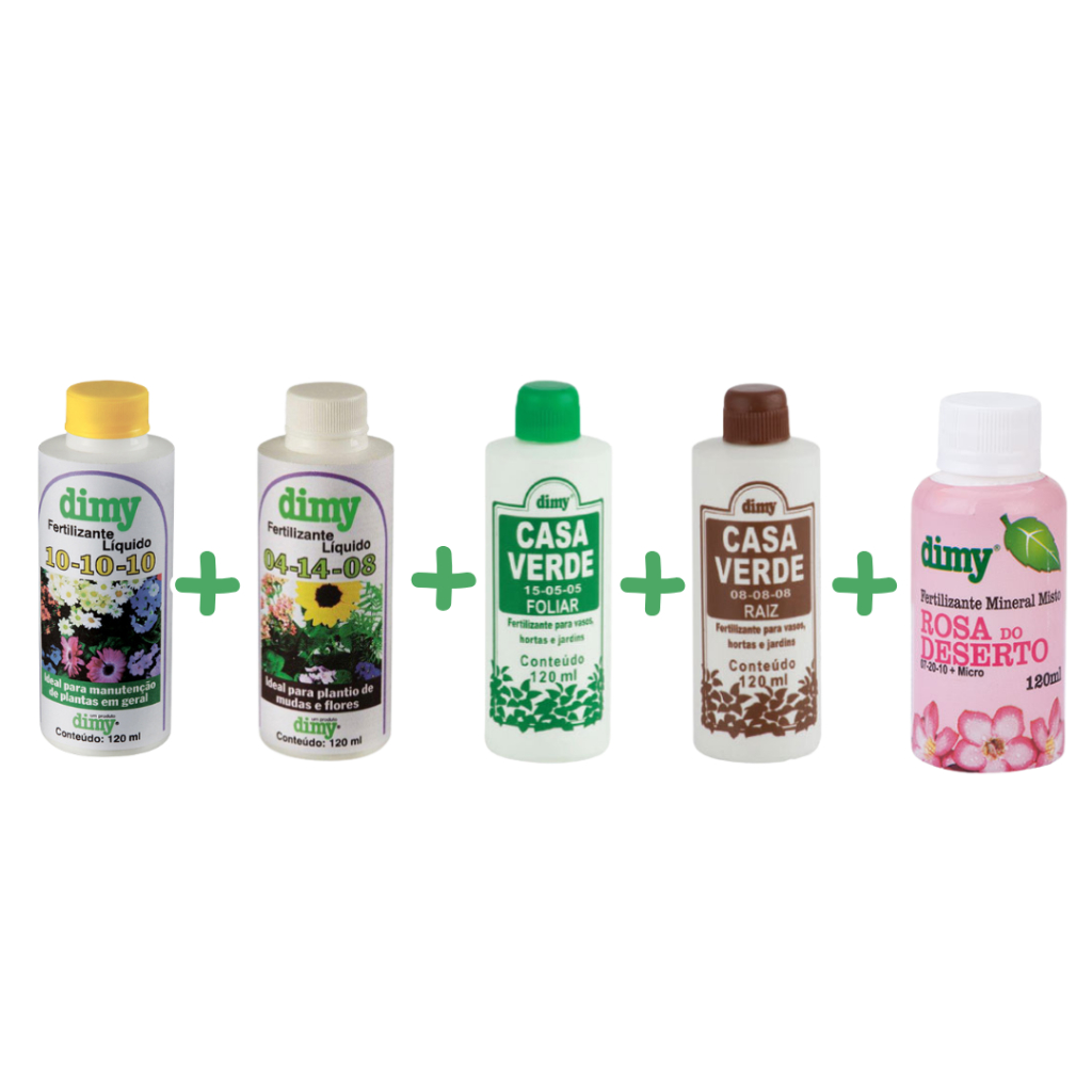 Kit Adubo Fertilizante 10-10-10 + 04-14-08 + Foliar + Raiz + Rosa do Deserto - TUDO O QUE SUA PLANTA PRECISA