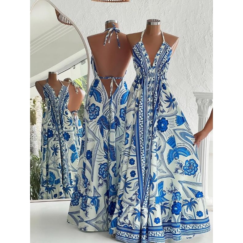 Vestido longo decote  indiano costas nua