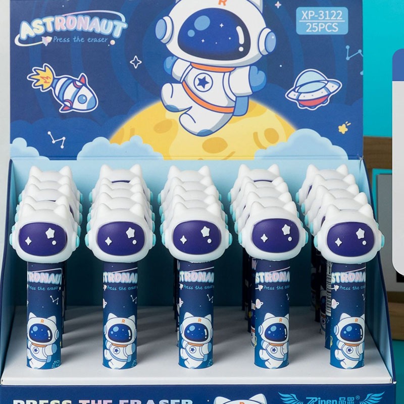 Apagador de Astronauta Fofo com Botao Pressao Nao Faz Sujeira Presente Escolar