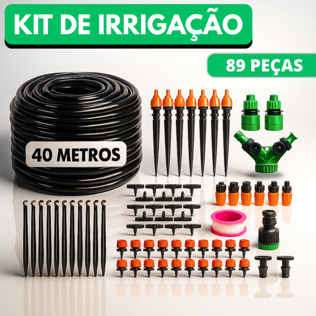 Kit de Irrigação 40m Irrigador de Jardim Completo Horta Dispositivo Gotejamento