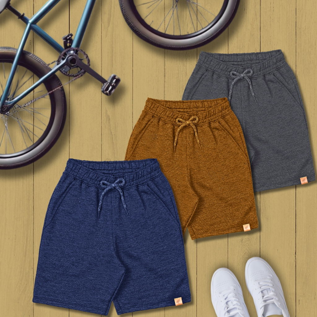 Kit com 3 Bermudas Moletom Masculinas Infantil com 2 Bolsos | 100% Algodão