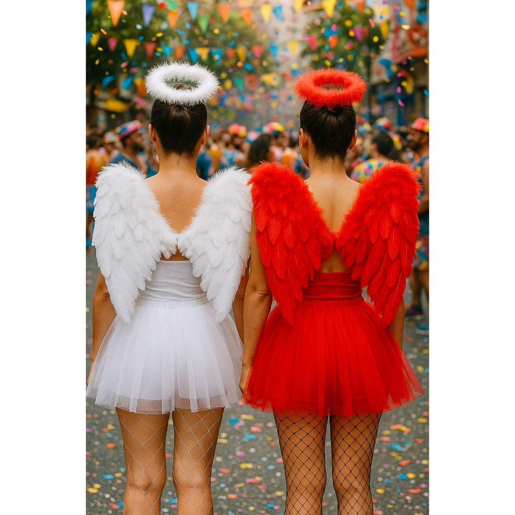Asa De Anjo Com Aureola Fantasia Cosplay Carnaval Halloween