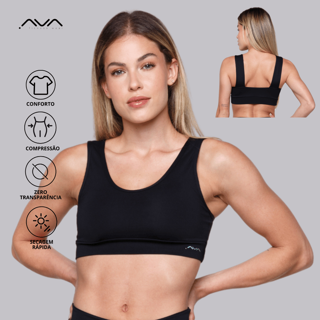 Top Fitness Feminino Suplex Poliamida Básico Com Forro Para Bojo AVA Fitness