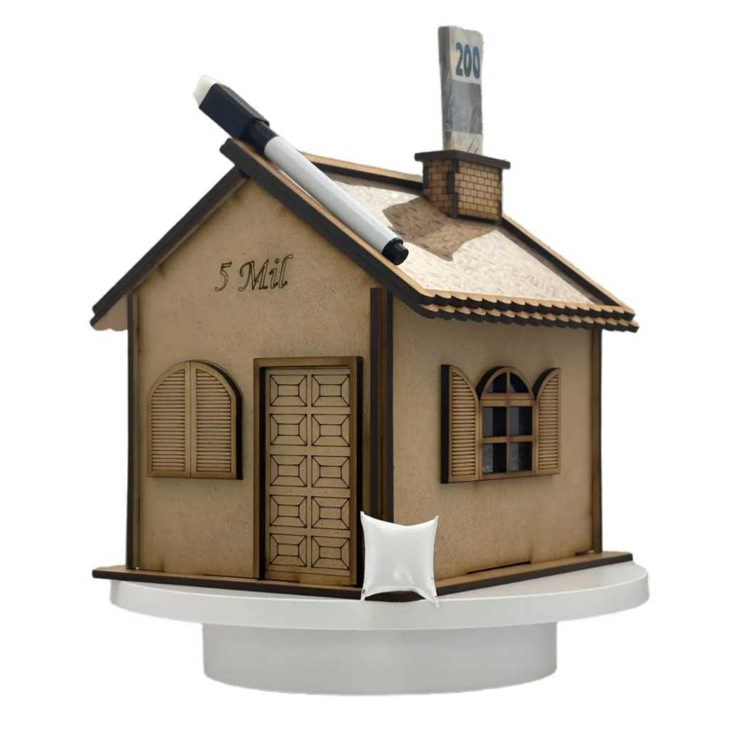 Cofrinho Cofre Desafio Woodbox casa em MDF para Guardar Dinheiro 10 Mil , 5 Mil , 1 mil