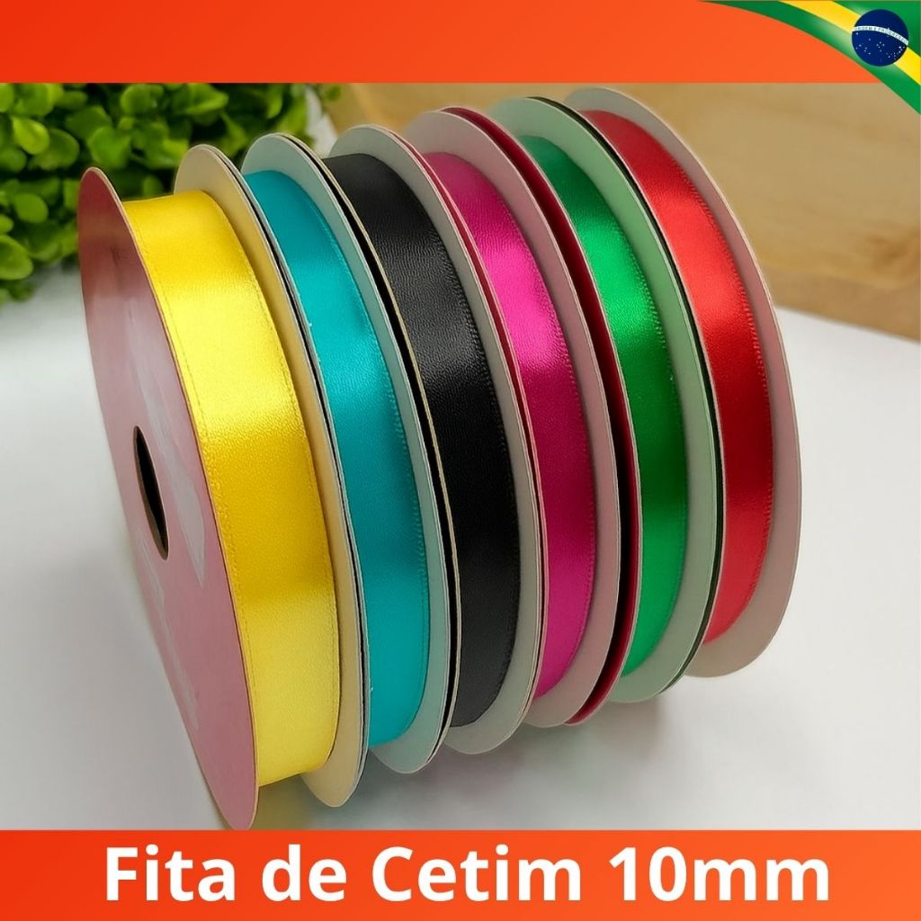 Fita de Cetim 10mm 50m para Artesanato Irmãos Mantovani Fitilho de Cetim