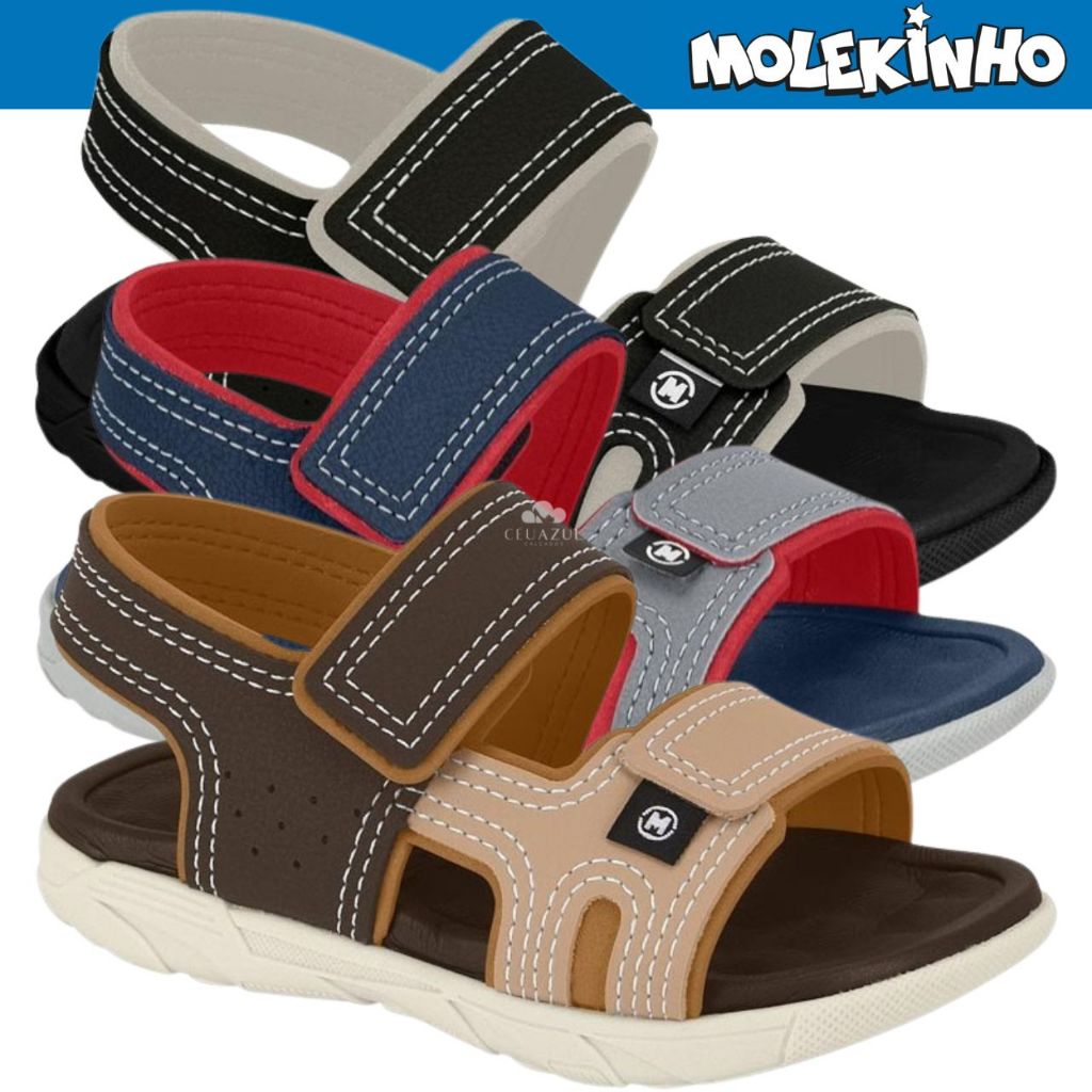 Sandália Papete Infantil Menino Molekinho Masculina Básica Conforto ORIGINAL