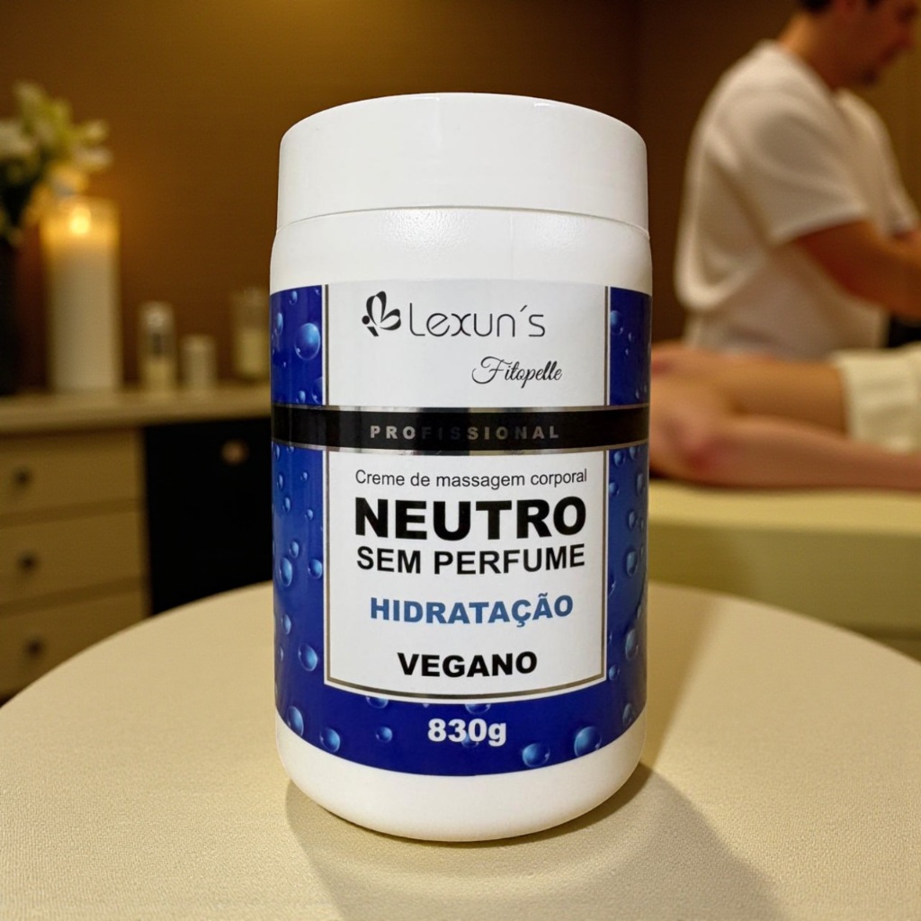 Creme Neutro Para Massagem Corporal Lexuns 830g - Hidratação e Deslizamento Profissional